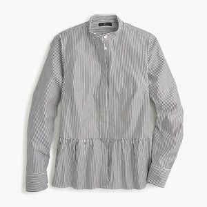 J. Crew Stripe Stretch Peplum Button Up Shirt 12